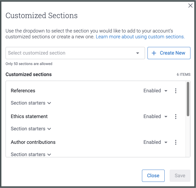 Custom section exclusion filter in the iThenticate v2 admin portal