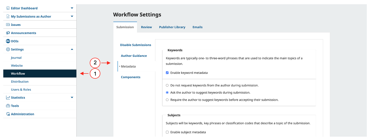 Workflow settings