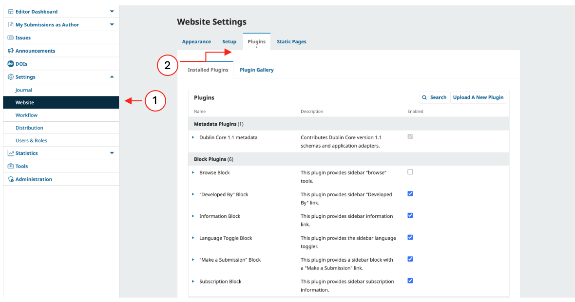 Website settings