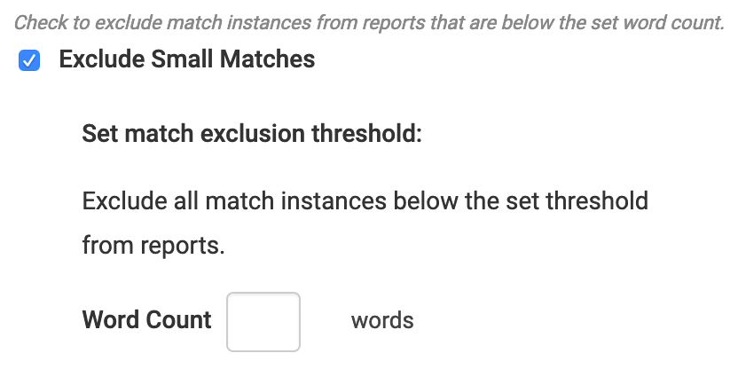 Exclude small matches
